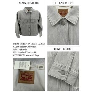 New Levi's Denim Jacket Women S Light Grey Wash Standard Trucker A1743-0141